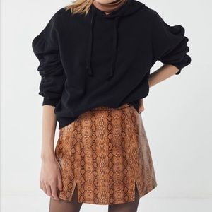 UO Bobbi Snake Print Notched Mini Skirt